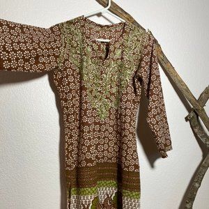 Long embroidered tunic top